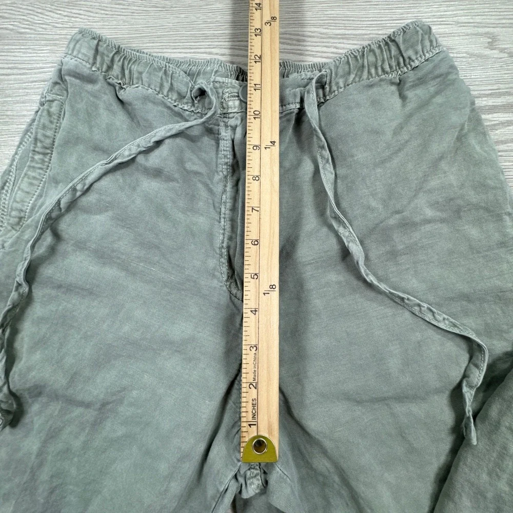 Zara Womens Pants Linen Cotton Blend Jogger Sage Green Medium Elastic Drawstring